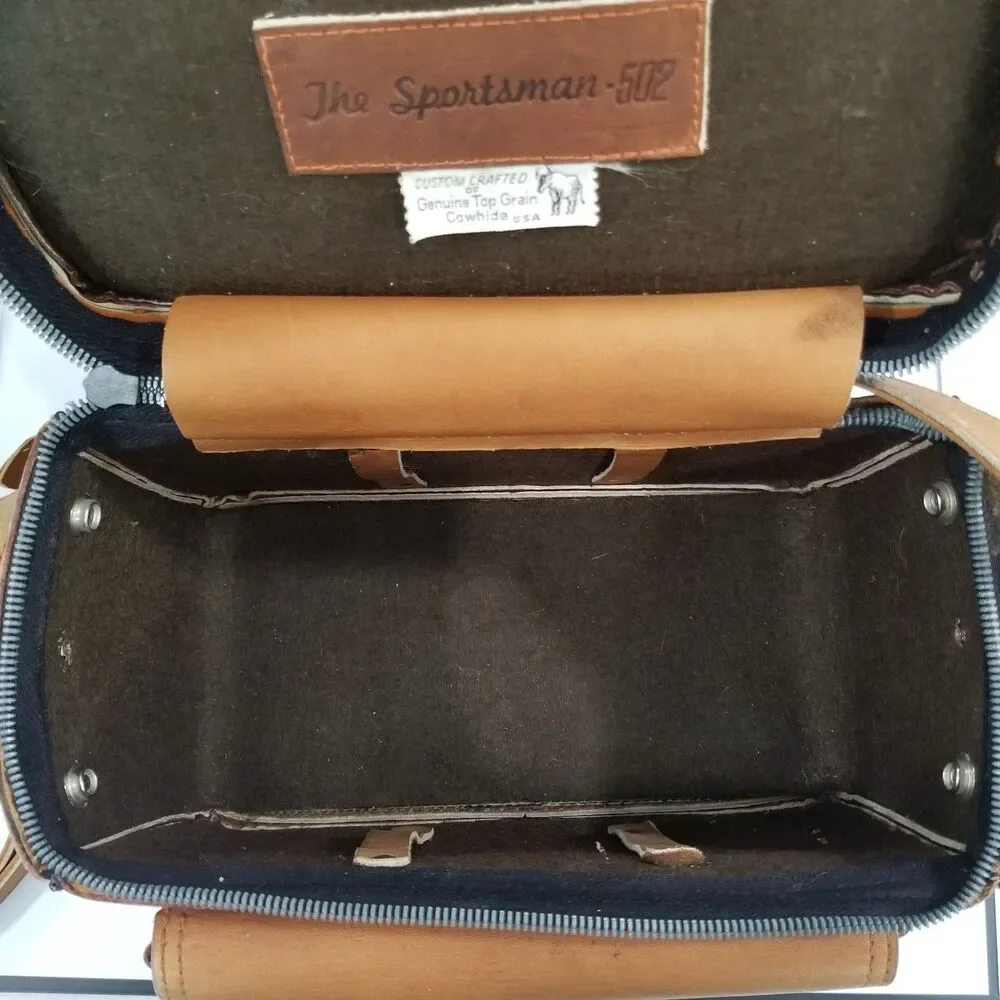 Vintage The Sportsman 502 Top Grain Cowhide Leather Camera Bag Brown Retro